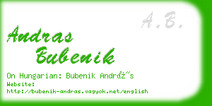 andras bubenik business card